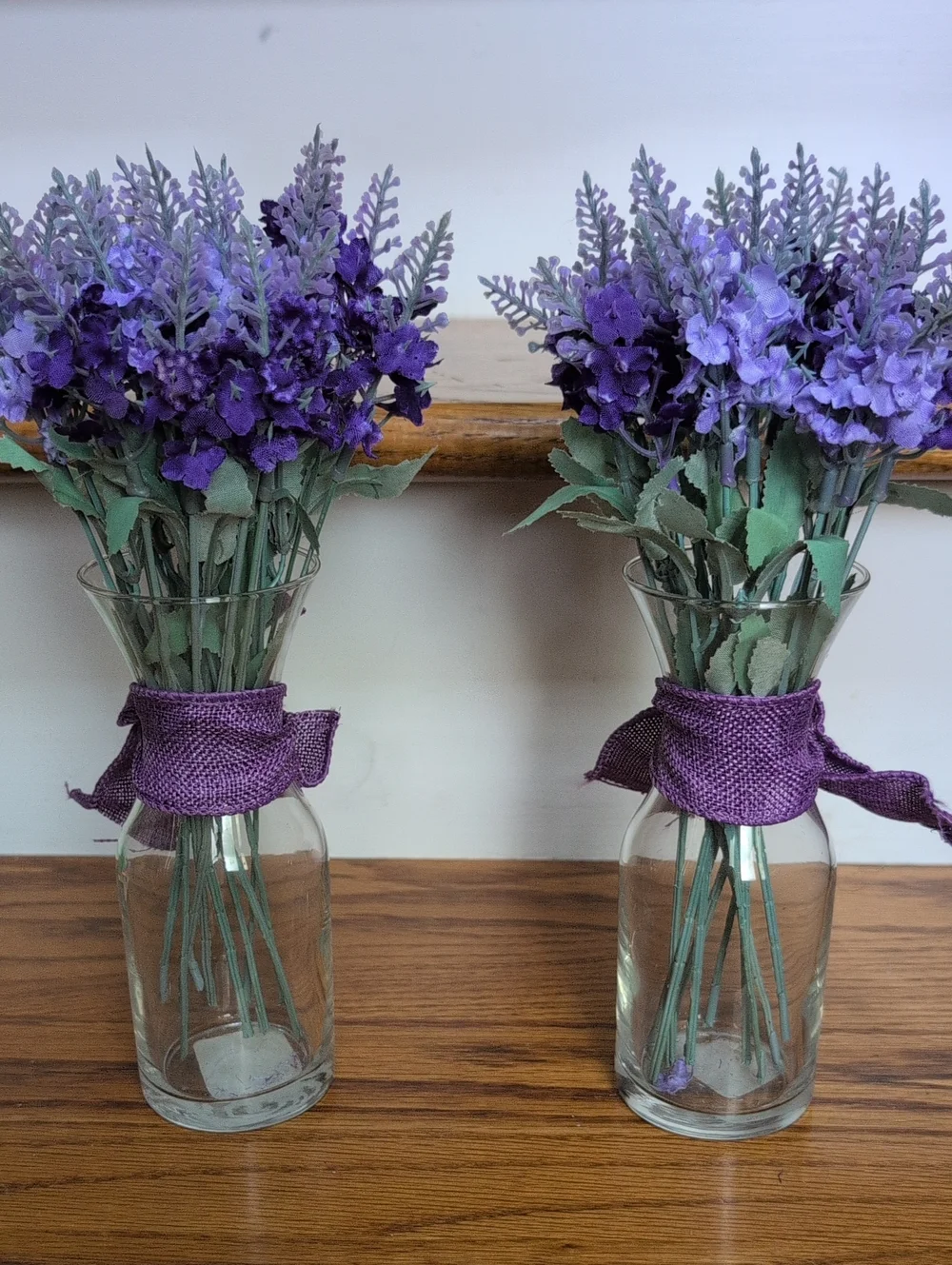 Lavender Bouquet Pair with Purple Ribbon